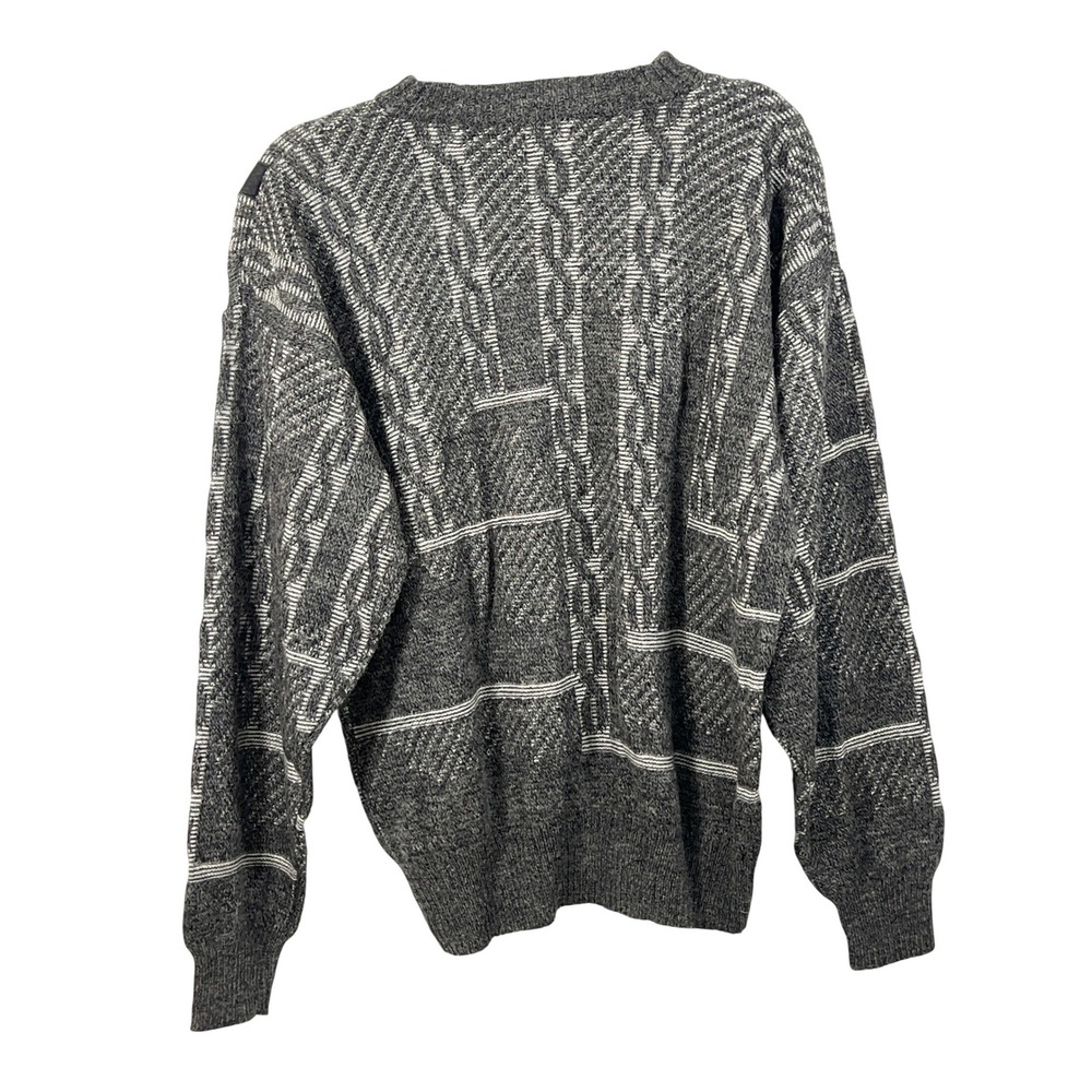 Vintage Brandini Wool Black Gray Sweater Grandmacore 90s 80s Indie Grunge Unisex - Picture 3 of 4